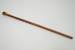 A Japanese carved bamboo cane walking stick,