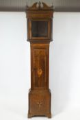 An early 19th century provincial oak long case clock case (no movement), of traditional form,