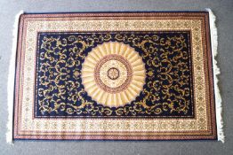A blue ground Abusson rug,