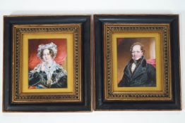 A pair of early 19th century Portrait miniatures of a Gentleman and a Lady, watercolour on ivory,