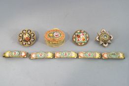 A collection of micro mosaic items to include a panel bracelet (broken)....