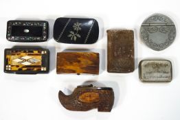 A collection of six snuff boxes, 19th century and later,