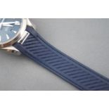 A stainless steel Omega Seamaster Aqua Terra watch.