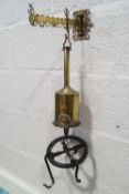 A Victorian brass meat jack, by John Linwood, complete with wall bracket, cast iron wheel and hooks,