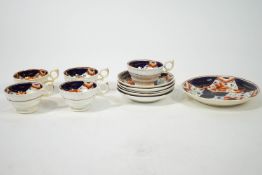 A tea set of antique English 'Imari' porcelain,