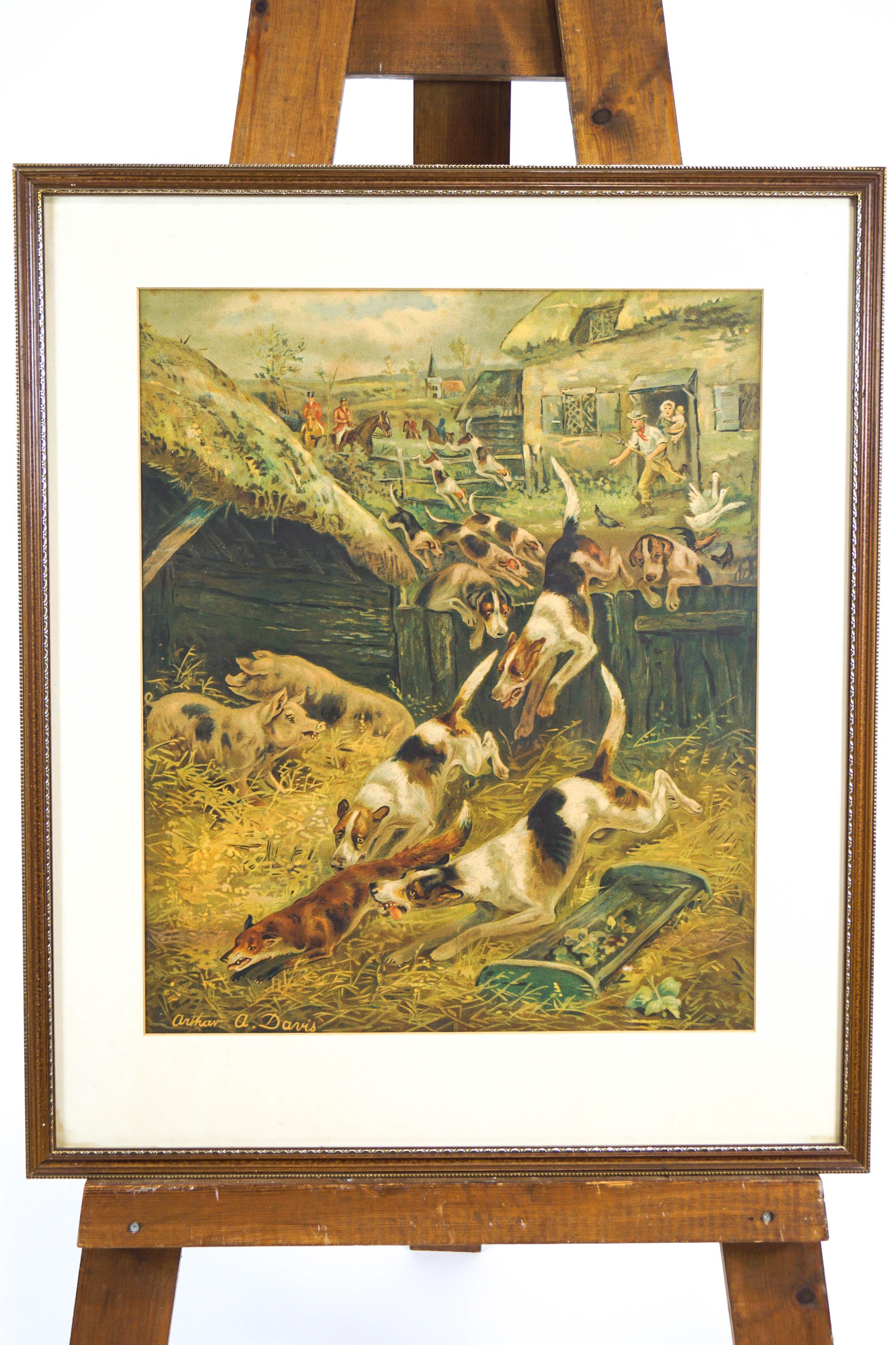 Arthur A Davis, The Hounds, chromolithograph together with hunting photographs and another print - Image 8 of 8