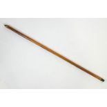 A malacca style walking cane set an equine hand measuring device,