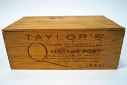 An un-opened case of Taylor's Quinta de Vargellas Vintage Port 1984,