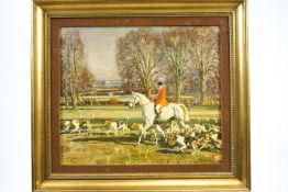 Sir Alfred Munnings, 'Huntsman Riding out with the Hounds', Print, 42cm x 49cm,