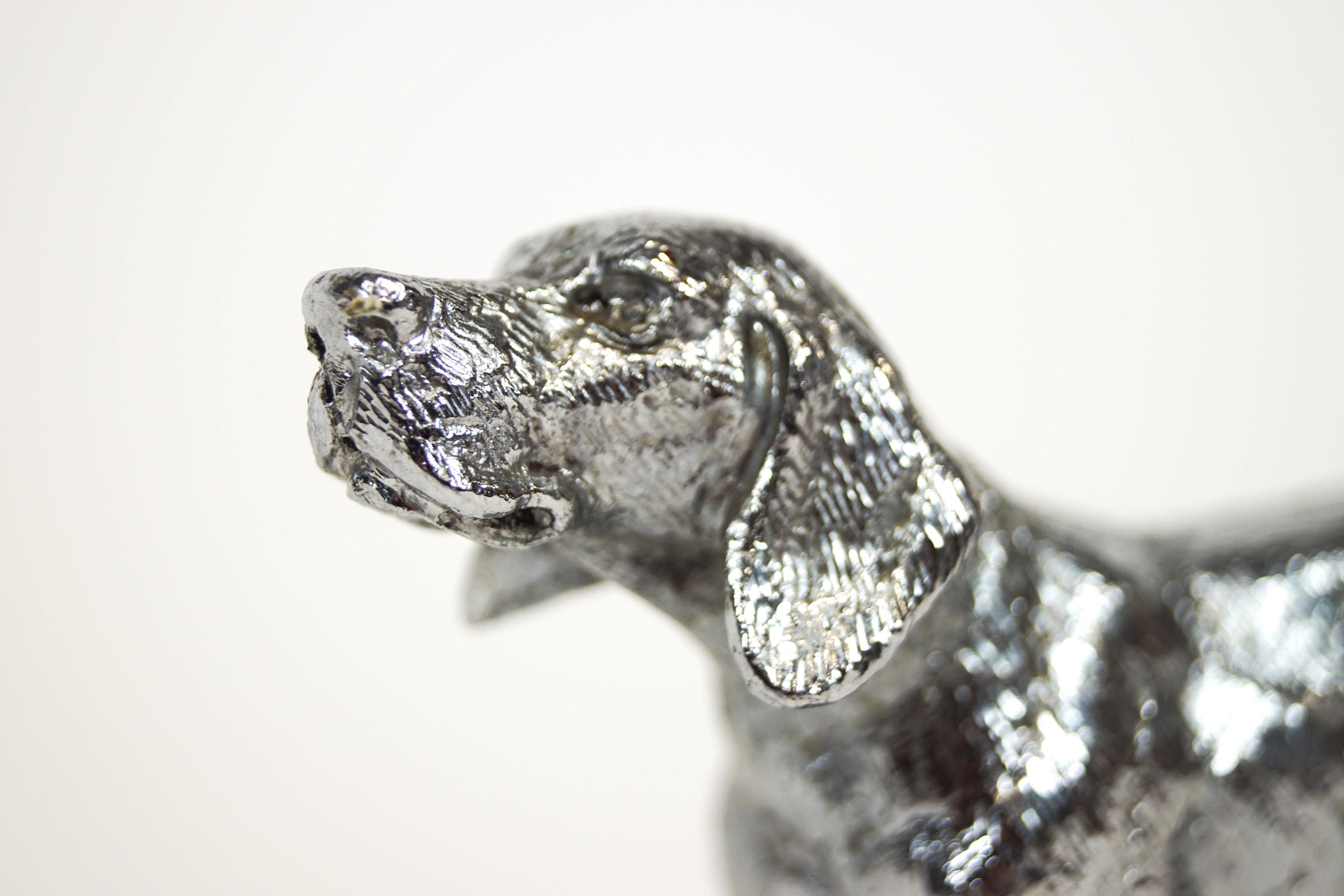 A chrome finished car mascot in the form of a fox hound, - Image 3 of 3