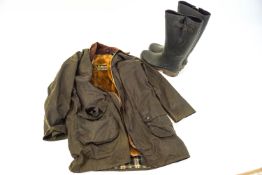 A Barbour jacket and a pair of Barbour size 12 wellingtons