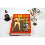 A silver two handled trophy presented to Boxer Ted Kid Lewis 1933, together with a boxing trophy,