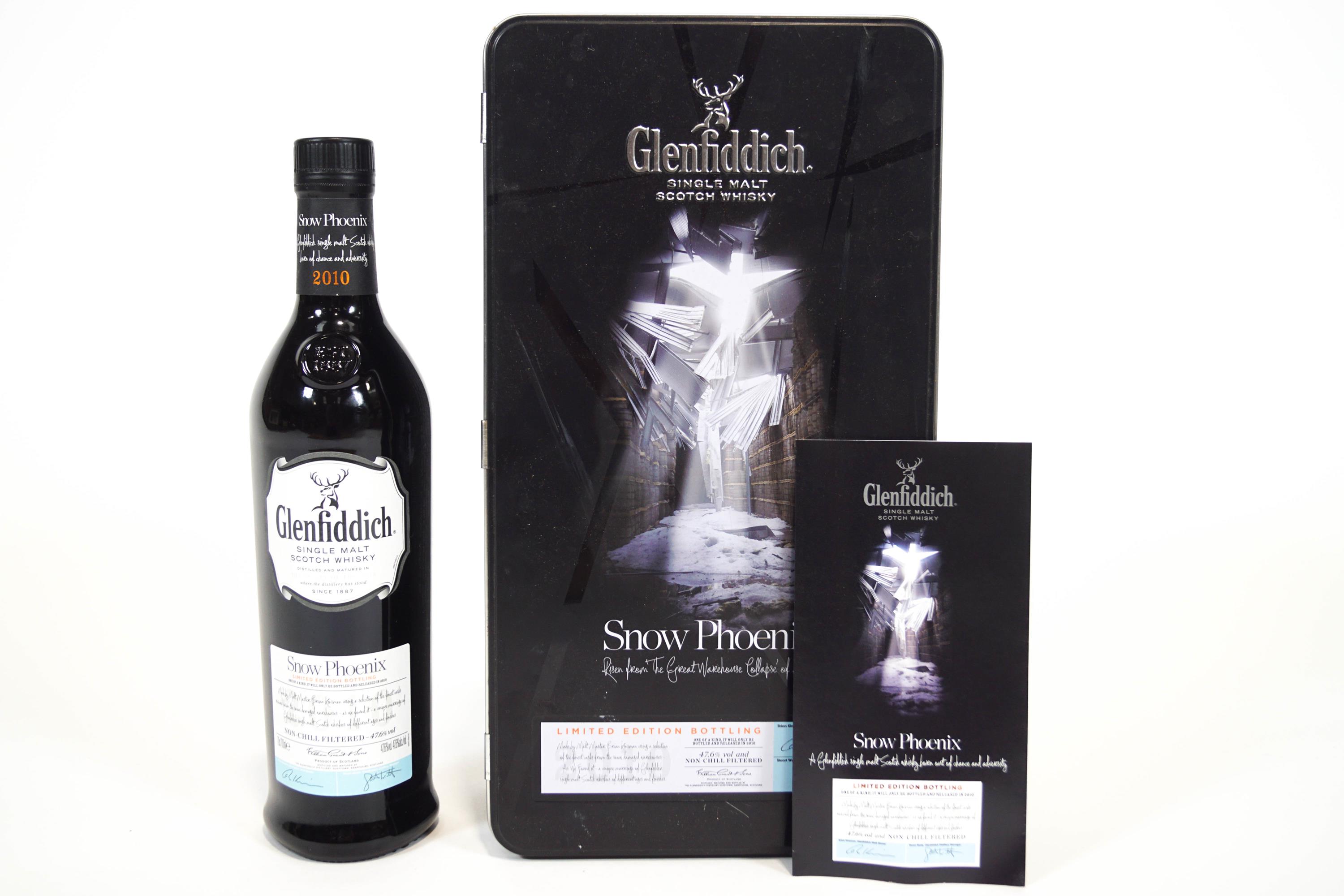 A bottle of whisky, Glenfiddich Single malt, Limited Edition 2010, Snow Phoenix,