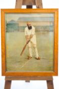 After Archibald Stuart Wortley, 'W G Grace 1890' chromolithograph laid onto canvas,