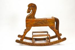 A carved Indonesian rocking horse,