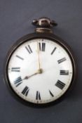 A pair cased silver open face pocket watch. Key wound movement signed C Waggitt, York.