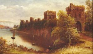 Henry Harris of Bristol (1852-1926), Chepstow Castle on the River Wye, oil on canvas,