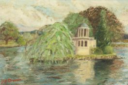 Joy Dower, Temple Island on the Thames, oil on canvas, signed lower left,