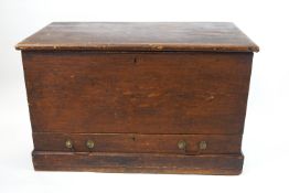 A pine blanket box, with unusual base drawer, 59cm high, 98cm wide,