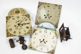 A group of three long case clock dials, the one inscribed Kingswood with 30 hour movement,