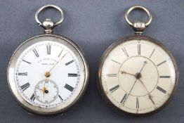A collection of two silver cased open face pocket watches.