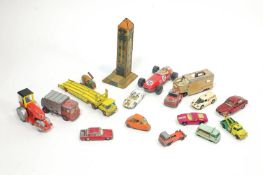 A large group of Die cast and other toys, including Dinky and Corgi,