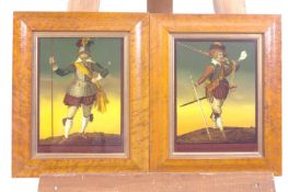 A pair of 20th century prints on glass of 'Habit of the Officer' and 'An old English Musketeer',