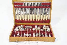 A canteen of cutlery containing silver and plated pieces