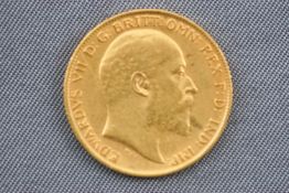 An Edward VII half sovereign coin, dated 1905 4.