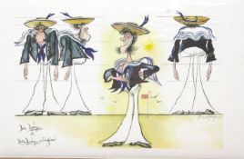 Ronald Searle, Dick Deadeye and Dick Deadeye transformed, Little Buttercup, coloured prints,