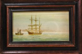 English School, early 20th century, Ship and tug in calm seas, watercolour,