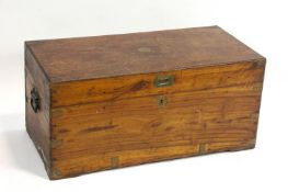 A brass mounted camphor wood military chest with two sing handles,