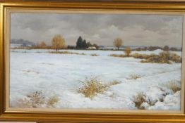 R A Strand, A winter scene, oil on canvas, signed lower right,