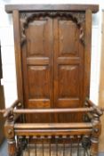 A Gujurathi carved teak wood balcony and panel door unit,