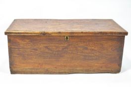 A Provincial elm wood plain plank coffer, of small proportions,