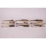 A set of six Yorel/Maison Desny (French, closed 1933) silver plated Art Deco knife rests,