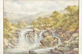 Charles A Bool, Waterfall, signed lower right, watercolour,