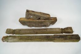 Four pieces of carved timber from architectual salvage,