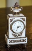 A 19th century white marble mantel clock with gilt metal mounts,