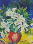 Emma Smith, Pink Lilies, watercolour and bodycolour, signed and dated Oct 95 lower right,