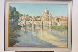 Laurence Irving, Rome, St Peters from the Tiber, oil on canvas,