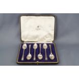 A set of six cased bead edge coffee spoons, retailed by Page, Keen & Page, Plymouth, Sheffield 1928,