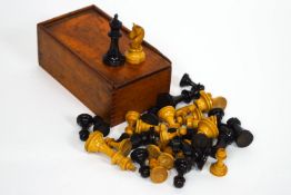 A cased Staunton style chess set,