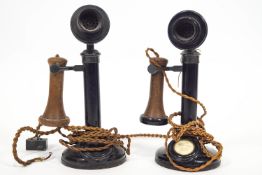 Two candlestick telephones,
