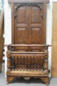 A Gujurathi carved teak wood balcony and panel door unit,