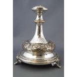A WMF tazza stand with a central Art Nouveau floral boss over a shaped baluster base,