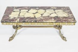 A 20th century composite marble topped coffee table, of rectangular form,