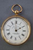 A hallmarked 18ct yellow gold open face pocket watch by Alfred Miller.