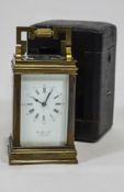 A gilt brass five glass carriage clock by John Hall & Co of Manchester,