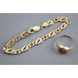 A collection of jewellery to include: A hallmarked 9ct gold linked bracelet;
